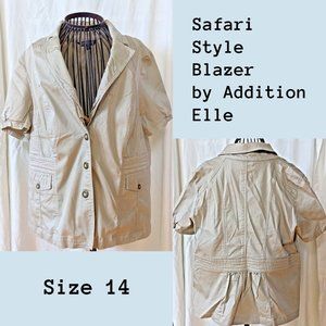 Women's Size 14 Short Sleeve Safari Style Blazer Jacket from Addition Elle